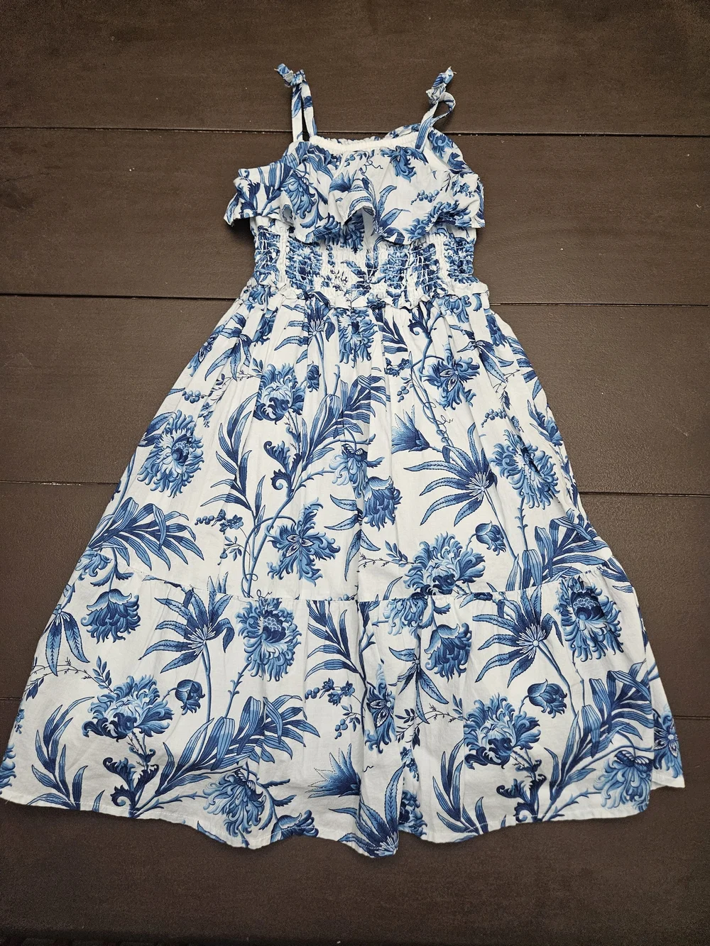 Janie and Jack White Dress with Blue Floral Print
